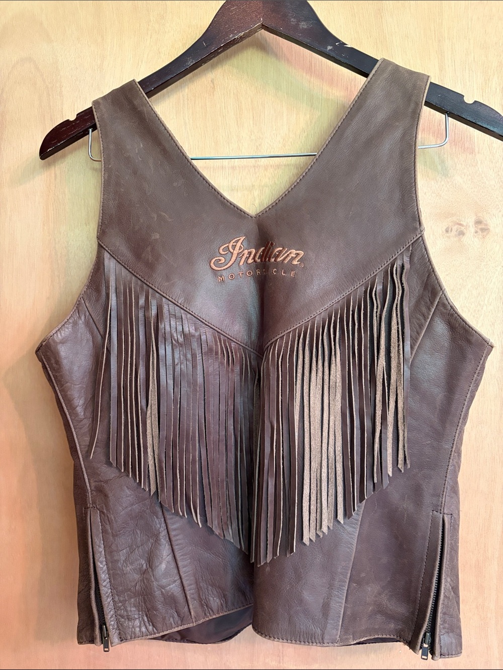 Indian Motorcycle Women’s Leather Fringe Vest. Vintage Brown Colorway. Western S - Picture 3 of 14